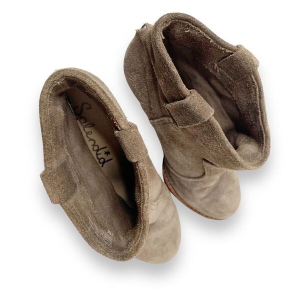 Splendid Lakota Taupe Tan Suede Stacked Heel Ankle Bootie Women’s Size 6 - FLAWS - Picture 8 of 10